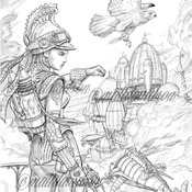 Sky Pirate Adult Coloring Page, Steampunk