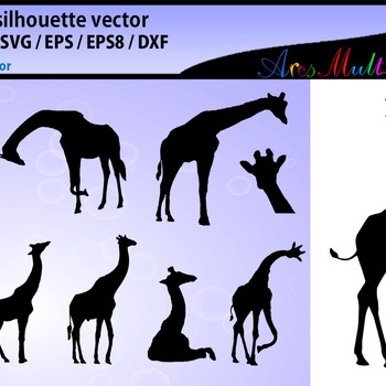 giraffe svg silhouette vector / vector giraffe animal silhouette graphics
