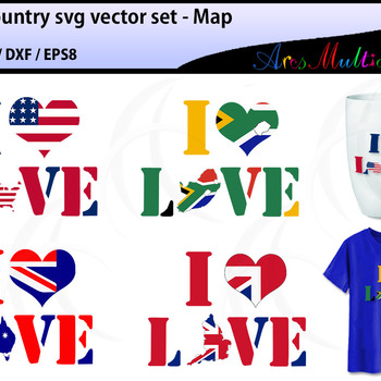 Love country map silhouette SVG