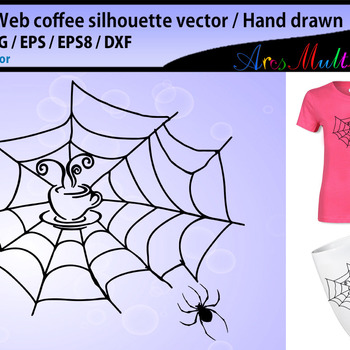 Spider web coffee svg silhouette vector / spider coffee