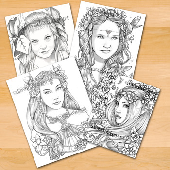 Beautiful portraits, Coloring Pages, Printable, Colouring for adults, Instant Download, Grayscale coloring, Meditation, Calm, Stress Relief