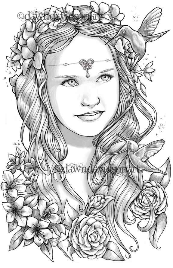 Beautiful portraits, Coloring Pages, Printable, Colouring for adults