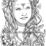 Beautiful portraits, Coloring Pages, Printable, Colouring for adults, Instant Download, Grayscale coloring, Meditation, Calm, Stress Relief