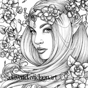 Beautiful portraits, Coloring Pages, Printable, Colouring for adults, Instant Download, Grayscale coloring, Meditation, Calm, Stress Relief