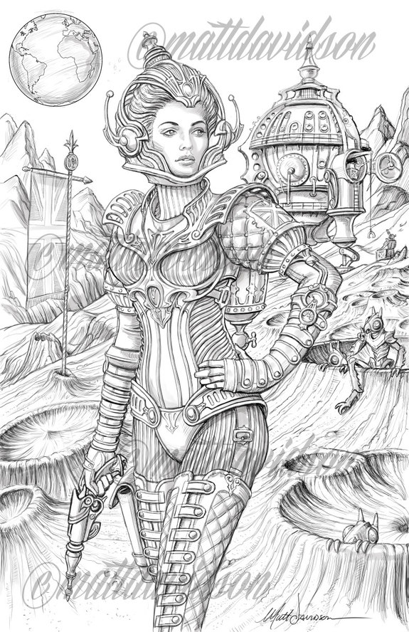 Download Victorian coloring page |Fantasy Coloring Pages for Adults, Digital Coloring Hand Drawn Line Art by