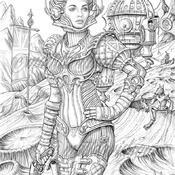 Victorian coloring page |Fantasy Coloring Pages for Adults | Digital Coloring Hand Drawn Line Art by Artist Matt Davidson