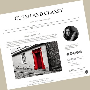 Blogger Template Premade Blog Theme Design - Clean And Classy