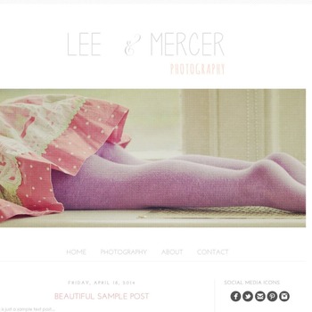 Blogger Template Premade Blog Theme. Built in Image Slideshow - Lee Mercer Photography blogger template