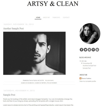 Simple Blogger Template - Minimalist Blogger Template - Artsy and Clean