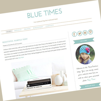 Wordpress premade theme. Clean, stylish, modern and fully responsive wordpress template - Blue Times