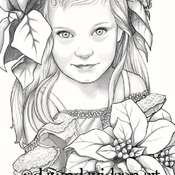 Poinsettia Princess - davidsondrawings. Adult coloring page, Fantasy