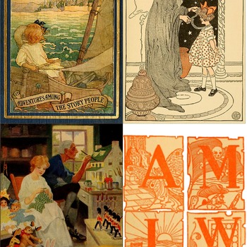 36 Classic Fairy Tale Illustrations by EDWIN JOHN PRITTIE from THE MARY FRANCES STORY BOOK plus 10 illustrated capitals