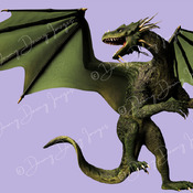 Pack 1 - 5 Green Spiny Head Dragon Images in different poses