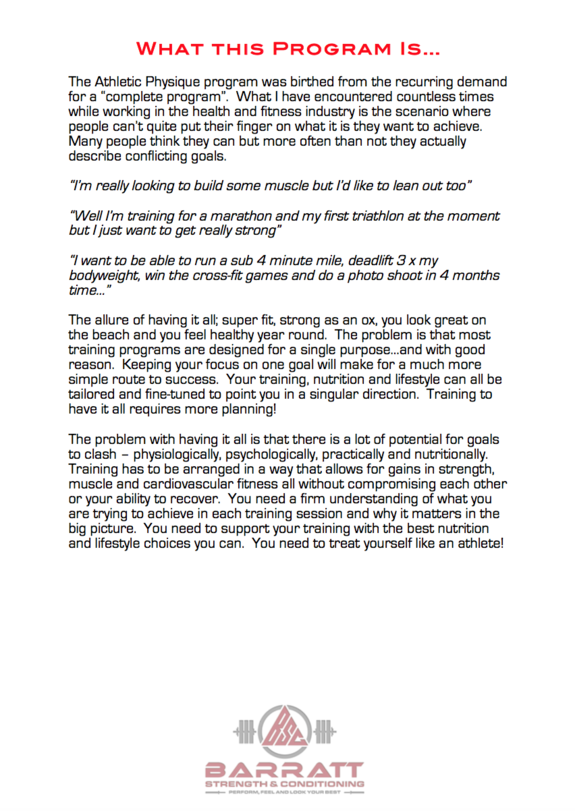The Athletic Physique Program - Barratt Strength and. The Athletic ...