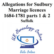 Allegations for Marriage licences 1684-1781 parts 1 & 2