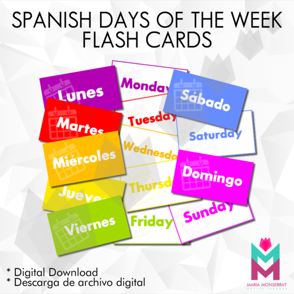 Lettering in spanish, days of the week - Monday, Tuesday