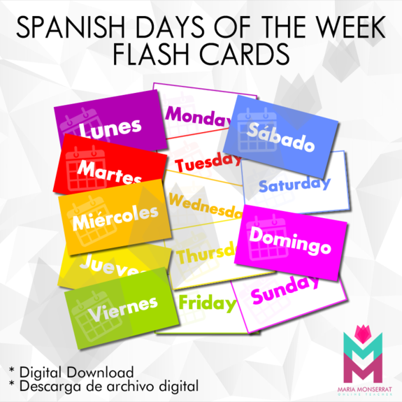 Days of the Week - Flashcards in Spanish and English