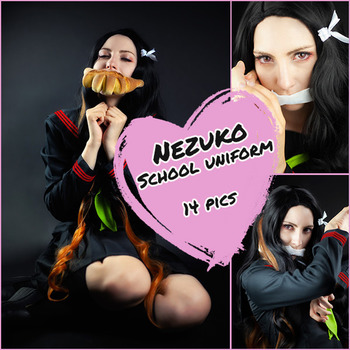 Nezuko Kamado - Demon Slayer |School uniform cosplay HD set