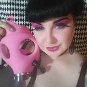 Luxx Frankenstein Topless Modeling Pink Gas Mask