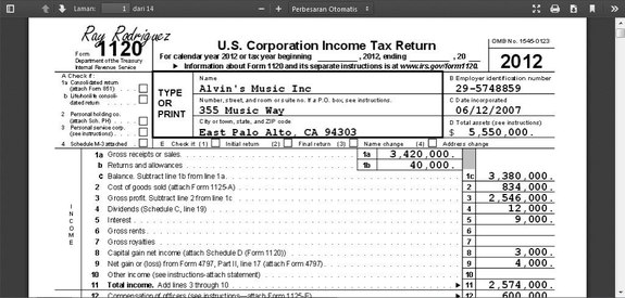 (Solved) Solution Alvin's Music Inc.'s (AMI) 2012 Form 1120, Schedule D, and Schedule G