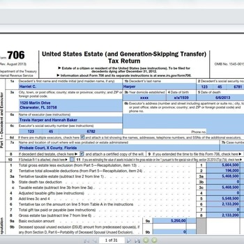 (Solved) Solution Harriet Harper Tax Return (Form 706)