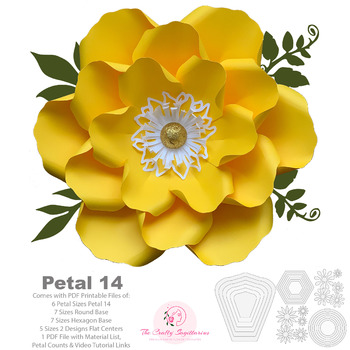 PDF Petal 14 DIY Paper Flowers Printable Template Comes with Flat Centers Round & Hexagonal Base Instant download Paper Flower Template kit