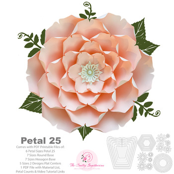 PDF Petal 25 Printable Cut Files Paper Flowers Template for Baby shower, wedding, events, sweet 16, cinco de mayo, birthday, and a lot more