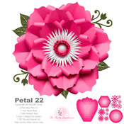 SVG PNG DXF Petal 22 Paper Flowers Template Flat Centers and Base Included Cut Files for Cricut Silhouette Machines for weddings and events