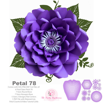 SVG PNG DXF Petal 78 Paper Flowers Template Cut Files Cutting Machine Ideal for flower backdrop, nursery decor, wedding decor, bridal shower