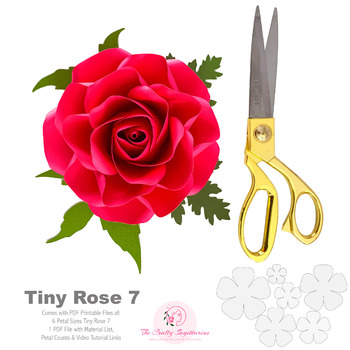 PDF Printable Tiny Rose 7 Cut Files Cutting Machine No resizing needed comes in 6 petal sizes 3-8 inches Rose Petal for bouquet