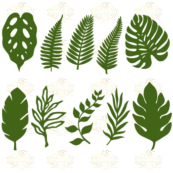 Set 14 SVG PNG DXF  10 different Tropical Leaves for Paper Flowers Machine use Only Cricut and Silhouette Diy and Handmade Leaves Templates