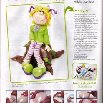 Instant download of miniature project polymer clay doll--green dress