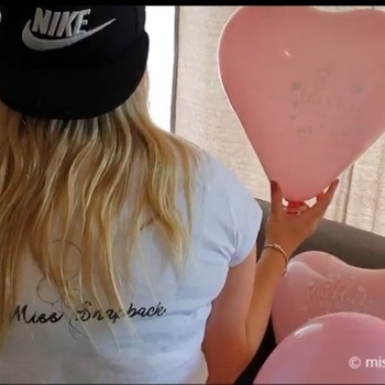 Video 95 - blowing and nice riding of my printed heart balloons in leather leggings (10:31 min)