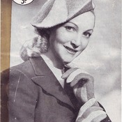 40s Knitting Pattern Striped Beret And Gloves. Vintage Knitting PDF Pattern. Instant Download