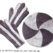 40s Knitting Pattern Striped Beret And Gloves. Vintage Knitting PDF Pattern. Instant Download