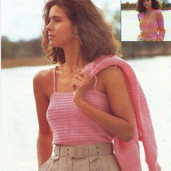 Easy Camisole & Cardigan Crochet Pattern. Bust sizes 32" - 42". Vintage Crochet PDF Pattern. Instant Download