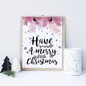 Have yourself... Christmas Printable Art decor, Christmas Sign, typography decor, Black, White, Red, Pell Yellow, new year decor