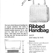 Knitted Ribbed Handbag with handles. Vintage Knitting PDF Pattern. Instant Download