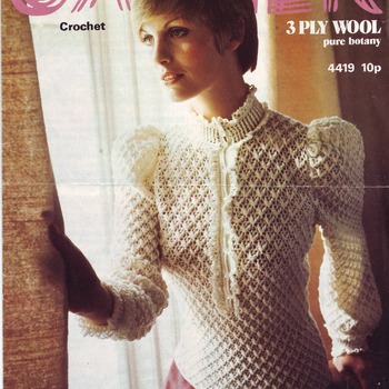 Victorian, Edwardian, Steampunk  Style Crochet Blouse Pattern. Bust 32"-41". Vintage. PDF Pattern. Instant Download