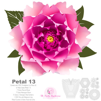 PDF Petal 13 Paper Flower Templates with Base n Center Instant download Trace and Cut File for DIY Giant Paper Flower used for event decor