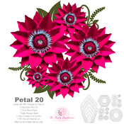 PDF Petal 20 Printable Digital Instant download Paper Flowers Template to make unlimited Flowers w/ 2 Flat center designs & 2 Bases designs