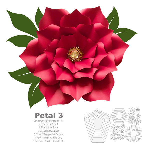 pdf petal 3 paper flowers template printable trace and cut 3d giant paper flowers the crafty