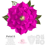 PDF Petal 6 Printable Paper Flowers Template for trace and cut 2 flat centers & round n hexagonal base included not for cutting machines