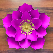 PDF Petal 6 Printable Paper Flowers Template for trace and cut 2 flat centers & round n hexagonal base included not for cutting machines