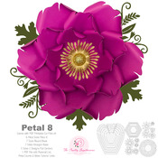 PDF Petal 8 Printable Paper Flowers Template with Base and flat centers instant download for trace n cut for wedding and events decorations