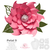 PDF Petal 9 Paper Flowers Template  with Base & Flat Center DIGITAL Version Printable Trace and Cut File for DIY Giant Paper Flower wedding