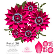 SVG DXF PNG Petal 20 Paper Flowers Template Diy Cricut and Silhouette machines ready 2 Free Flat Centers Designs + Round & Hexagon Bases