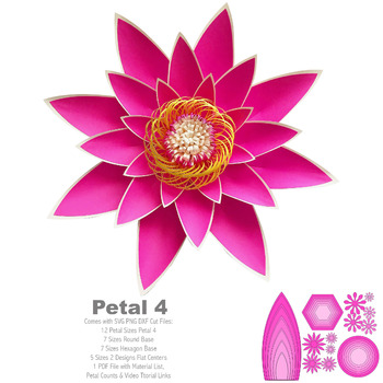 SVG Petal #4 Paper Flower Template with Base, DIGITAL file for Cutting Machines Such as Cricut and Silhouette Cameo