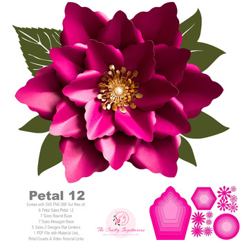 SVG PNG DXF Petal 12 Cut files Paper Flower Templates for Cutting Machines Giant Paper Flowers for Wedding & Events Paper Flower Wall