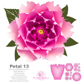 SVG PNG DXF Petal 13 Paper Flower Templates Cut files for Cutting Machines Such as Cricut and Silhouette Cameo Diy Paper Flowers project